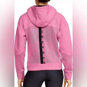 Under Armour Womens Unstoppable Move Mesh Pullover Hoodie Size Medium Pink